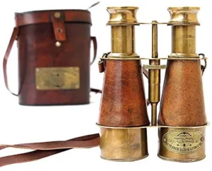 Antique Victorian Marine Brass Leather Binocular
